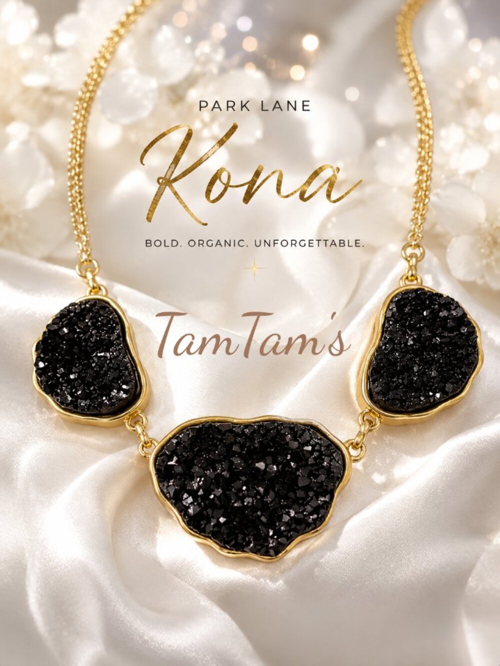 KONA Stunning Rare Park Lane Druzy Black Necklace